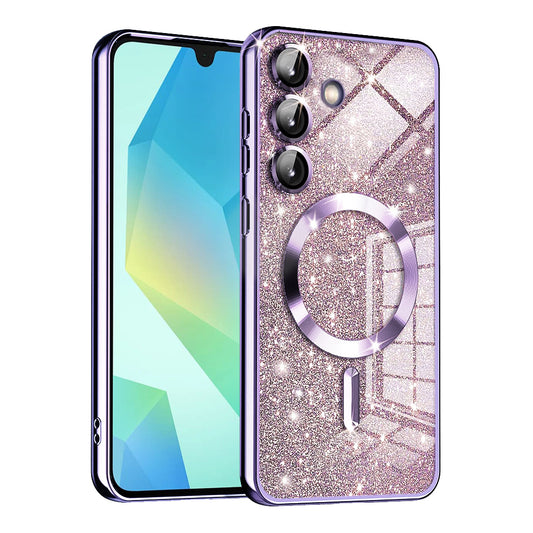 MagSafe ovitek za Samsung Galaxy A16 5G A166 / A16 4G A165, Techsuit, Luxury Glitter, Svetlo vijolična