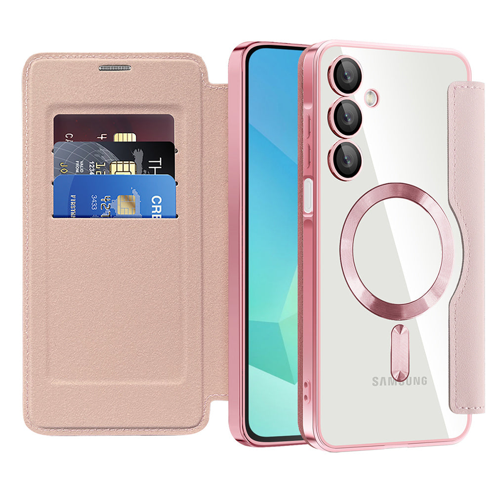 MagSafe Case for Samsung Galaxy A16 5G A166 / A16 4G A165, Techsuit, SmartMag Book, Pink