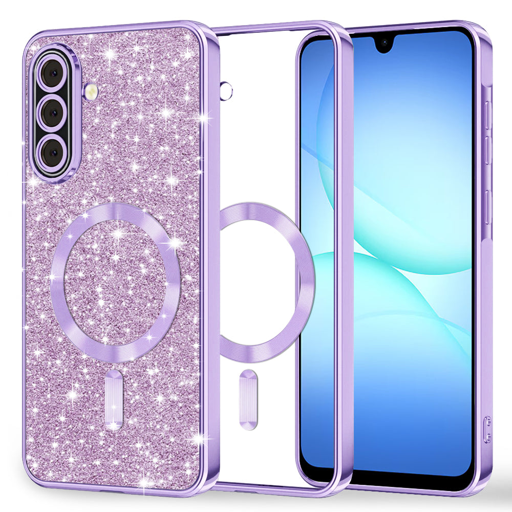 MagSafe ovitek za Samsung Galaxy A17 4G / A17 5G, Techsuit, Luxury Glitter, Svetlo vijolična