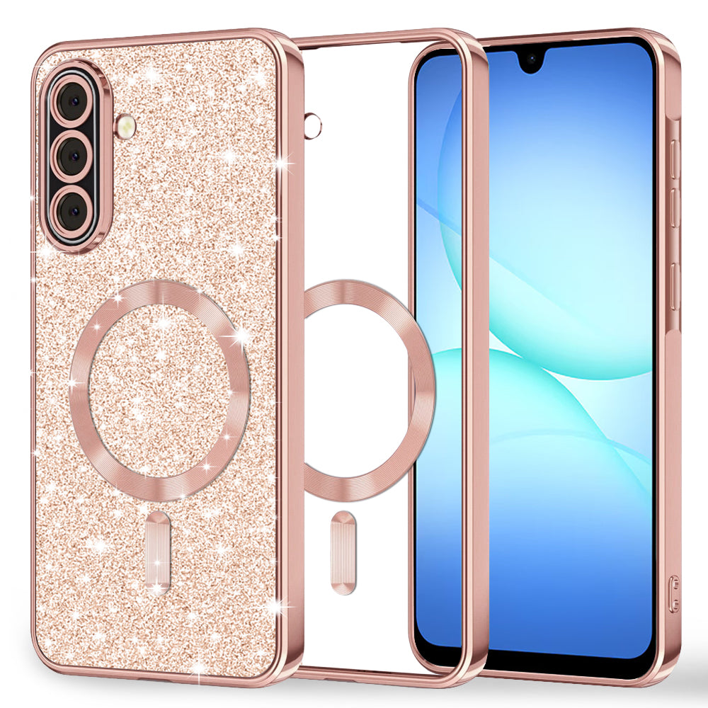 MagSafe ovitek za Samsung Galaxy A17 4G / A17 5G, Techsuit, Luxury Glitter, Roza