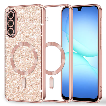 MagSafe ovitek za Samsung Galaxy A17 4G / A17 5G, Techsuit, Luxury Glitter, Roza