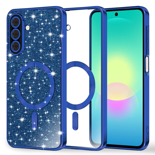 MagSafe ovitek za Samsung Galaxy A27 5G, Techsuit, Luxury Glitter, Temno modra