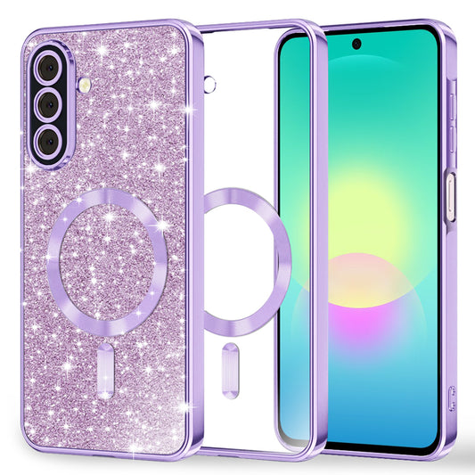 MagSafe ovitek za Samsung Galaxy A27 5G, Techsuit, Luxury Glitter, Svetlo vijolična
