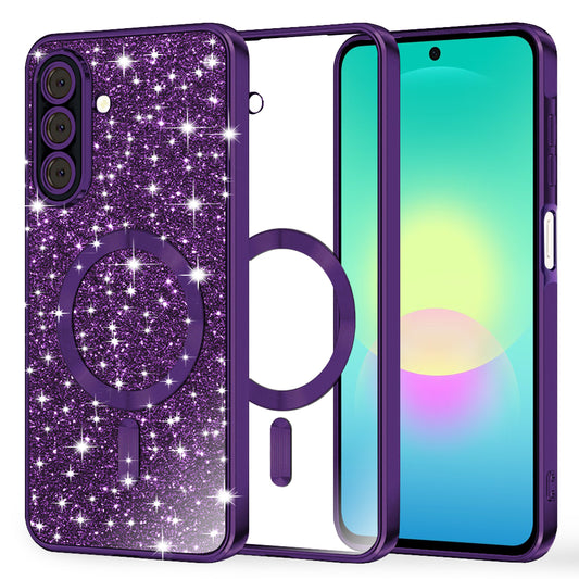Ovitek MagSafe za Samsung Galaxy A27 5G, Techsuit, Luxury Glitter, Temno vijolična