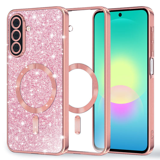 MagSafe ovitek za Samsung Galaxy A27 5G, Techsuit, Luxury Glitter, rožnato zlata