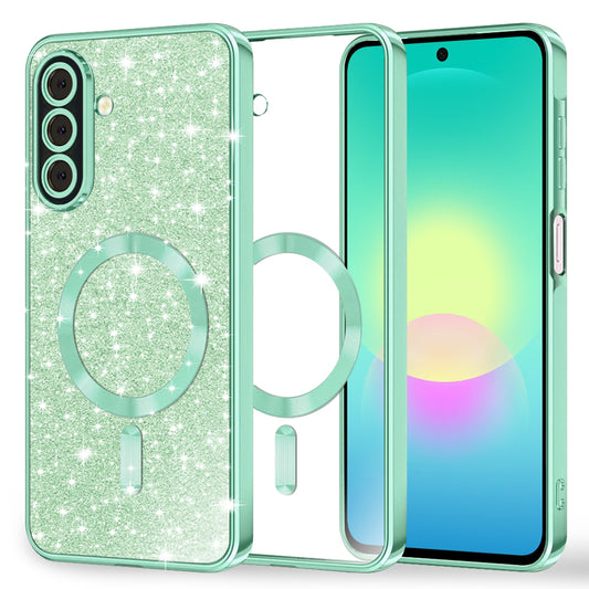 MagSafe ovitek za Samsung Galaxy A27 5G, Techsuit, Luxury Glitter, Svetlo zelena