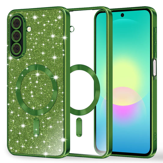 MagSafe ovitek za Samsung Galaxy A27 5G, Techsuit, Luxury Glitter, Temno zelena