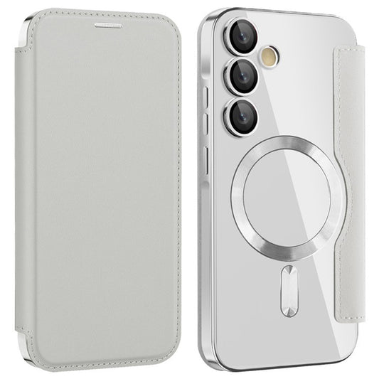 Ovitek MagSafe za Samsung Galaxy A35 5G A356, Techsuit, SmartMag Book, Siva
