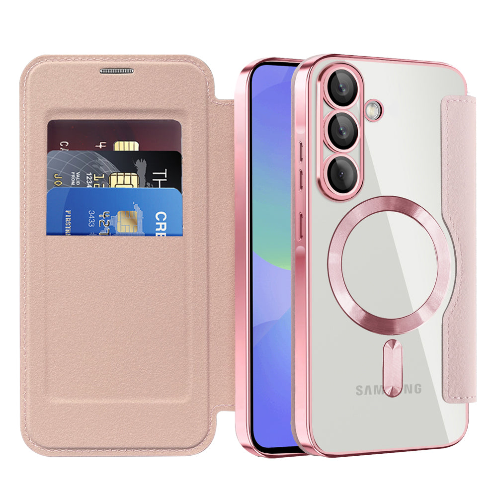MagSafe ovitek za Samsung Galaxy A36 A366, Techsuit, SmartMag Book, roza