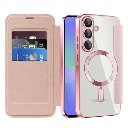 MagSafe ovitek za Samsung Galaxy A36 A366, Techsuit, SmartMag Book, roza