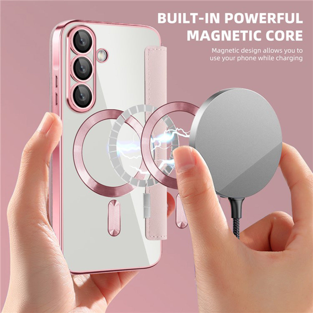 MagSafe ovitek za Samsung Galaxy A36 A366, Techsuit, SmartMag Book, roza