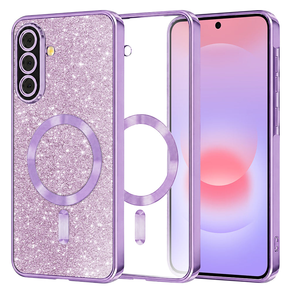 Ovitek MagSafe za Samsung Galaxy A37 5G, Techsuit, Luxury Glitter, Svetlo vijoličen