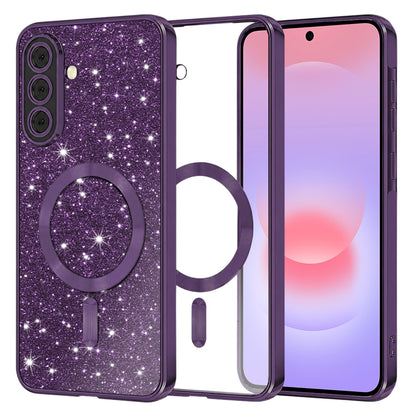 MagSafe ovitek za Samsung Galaxy A37 5G, Techsuit, Luxury Glitter, Temno vijolična