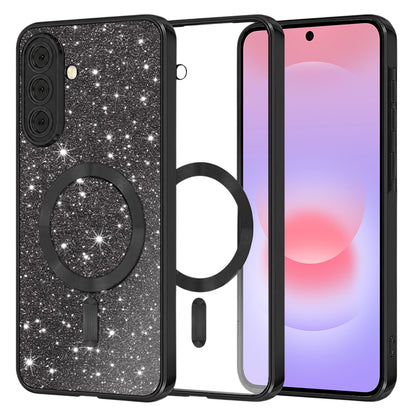 MagSafe ovitek za Samsung Galaxy A37 5G, Techsuit, Luxury Glitter, Črn