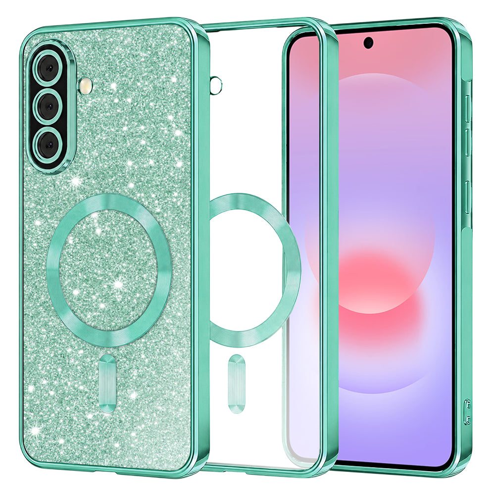 MagSafe ovitek za Samsung Galaxy A37 5G, Techsuit, Luxury Glitter, Svetlo zelena