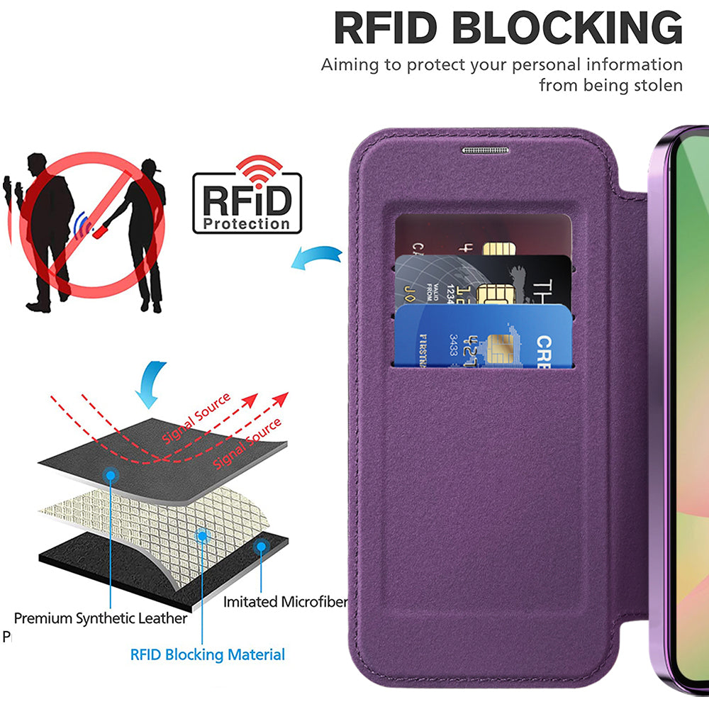 MagSafe Case for Samsung Galaxy A37 5G, Techsuit, SmartMag Book, Purple