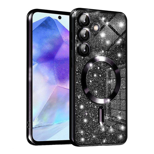 MagSafe ovitek za Samsung Galaxy A55 5G A556, Techsuit, Luxury Glitter, Črn
