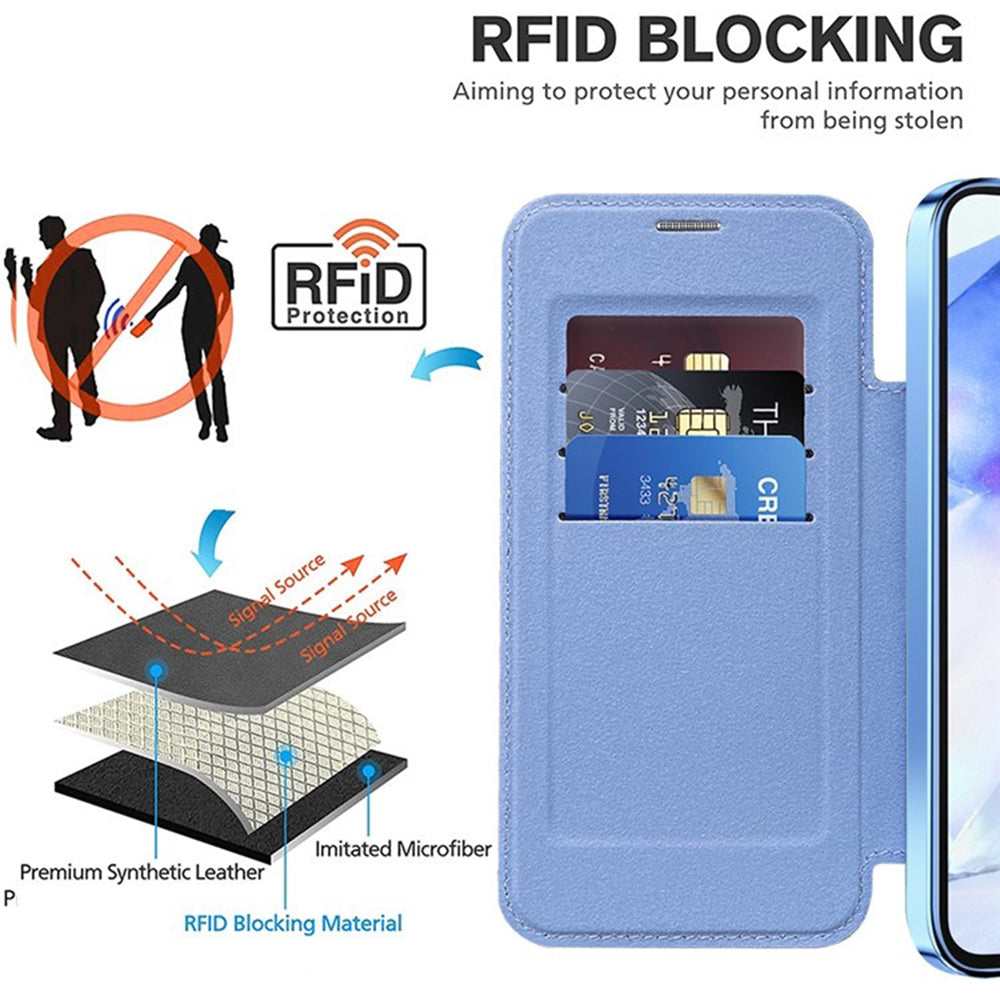 MagSafe Case for Samsung Galaxy A55 5G A556, Techsuit, SmartMag Book, Blue
