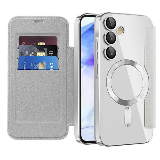 Ovitek MagSafe za Samsung Galaxy A55 5G A556, Techsuit, SmartMag Book, Siva