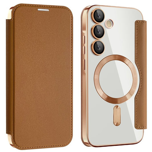 Ovitek MagSafe za Samsung Galaxy A55 5G A556, Techsuit, SmartMag Book, rjav