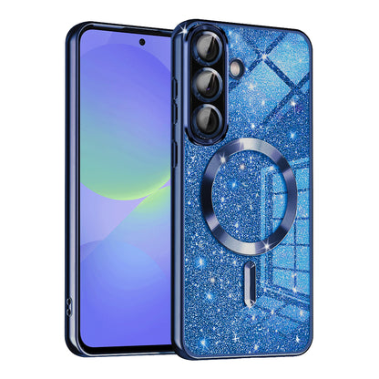 MagSafe ovitek za Samsung Galaxy A56 A566 / A36 A366, Techsuit, Luxury Glitter, Temno modra