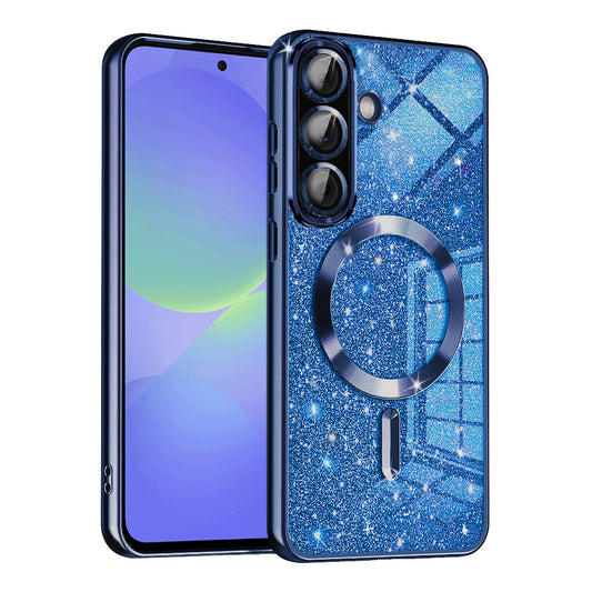 MagSafe ovitek za Samsung Galaxy A56 A566 / A36 A366, Techsuit, Luxury Glitter, Temno modra