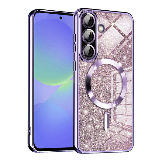 MagSafe ovitek za Samsung Galaxy A56 A566 / A36 A366, Techsuit, Luxury Glitter, Svetlo vijoličen