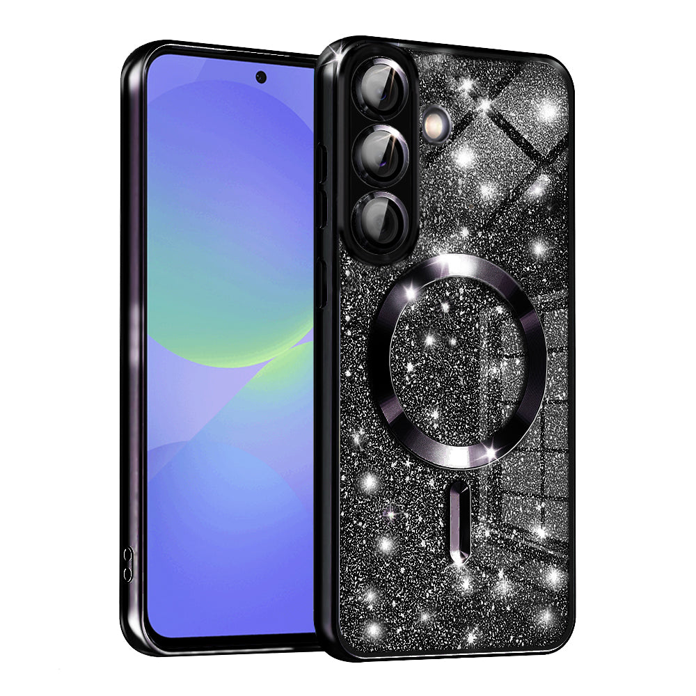 MagSafe ovitek za Samsung Galaxy A56 A566 / A36 A366, Techsuit, Luxury Glitter, Črn