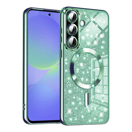 MagSafe ovitek za Samsung Galaxy A56 A566 / A36 A366, Techsuit, Luxury Glitter, Svetlo zelena
