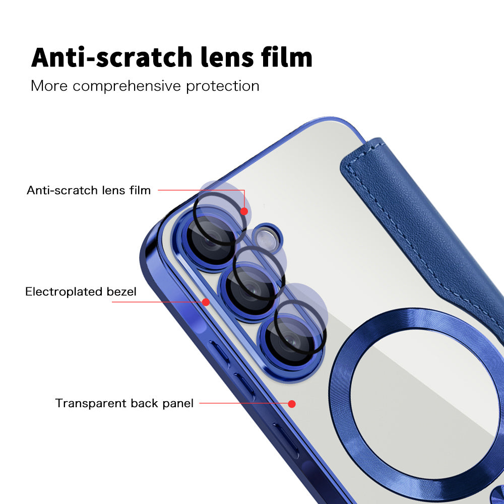 MagSafe ovitek za Samsung Galaxy A56 A566, Techsuit, SmartMag Book, modra