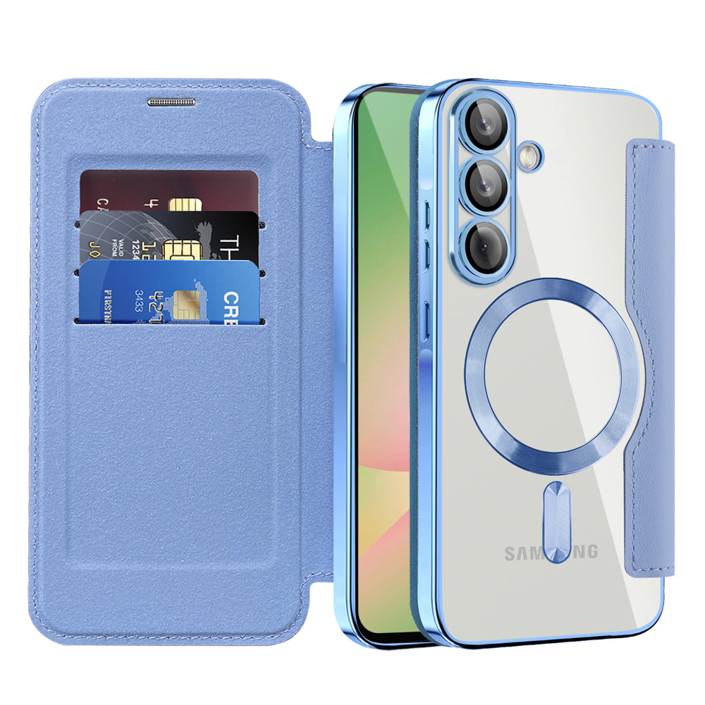 MagSafe ovitek za Samsung Galaxy A56 A566, Techsuit, SmartMag Book, modra