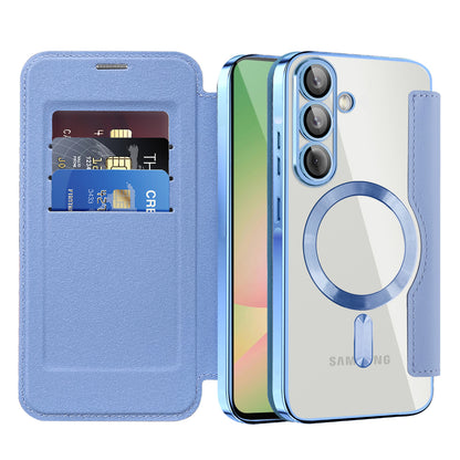 MagSafe ovitek za Samsung Galaxy A56 A566, Techsuit, SmartMag Book, modra