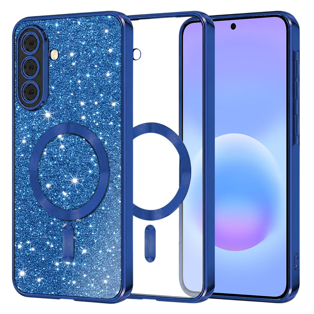 MagSafe ovitek za Samsung Galaxy A57 5G, Techsuit, Luxury Glitter, Temno modra
