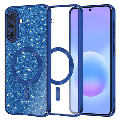 MagSafe ovitek za Samsung Galaxy A57 5G, Techsuit, Luxury Glitter, Temno modra
