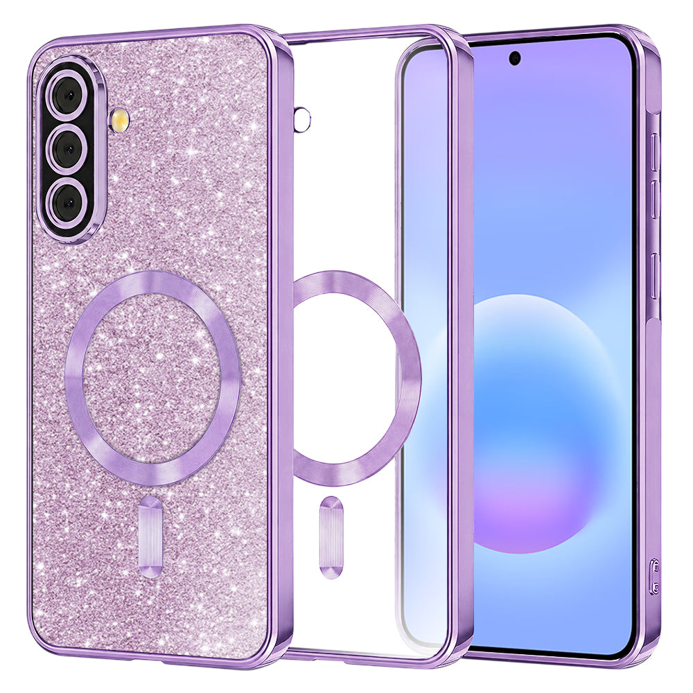 Ovitek MagSafe za Samsung Galaxy A57 5G, Techsuit, Luxury Glitter, Svetlo vijoličen