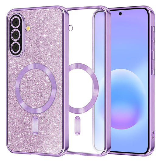 Ovitek MagSafe za Samsung Galaxy A57 5G, Techsuit, Luxury Glitter, Svetlo vijoličen