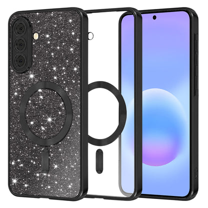 MagSafe ovitek za Samsung Galaxy A57 5G, Techsuit, Luxury Glitter, Črn