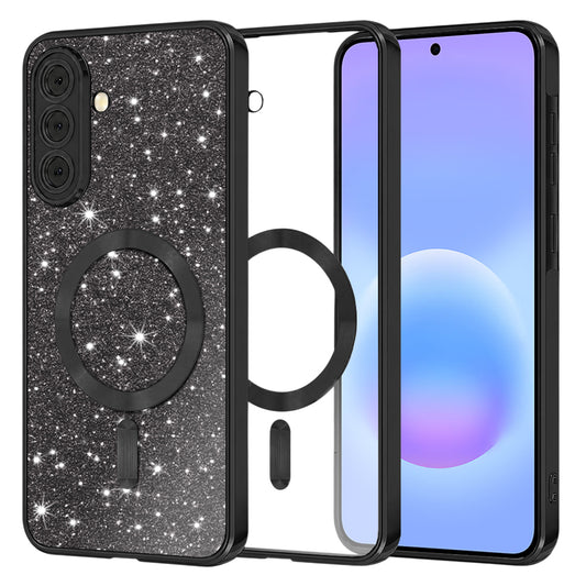 MagSafe ovitek za Samsung Galaxy A57 5G, Techsuit, Luxury Glitter, Črn
