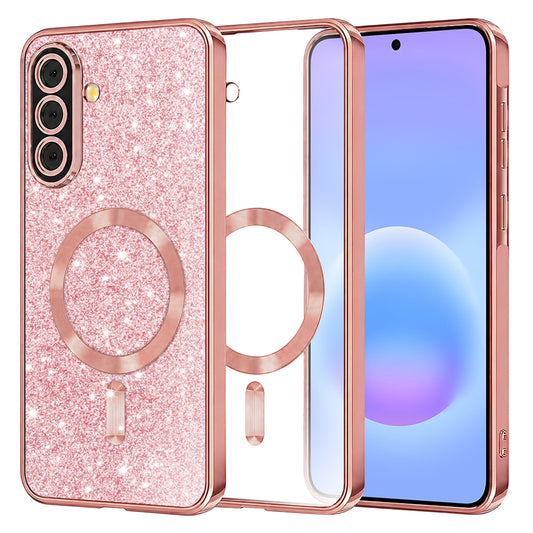 MagSafe ovitek za Samsung Galaxy A57 5G, Techsuit, Luxury Glitter, rožnato zlata