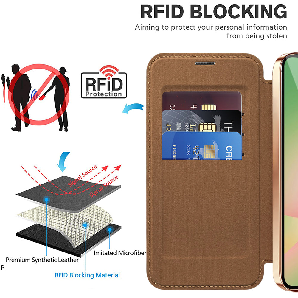 Ovitek MagSafe za Samsung Galaxy A57 5G, Techsuit, SmartMag Book, rjava