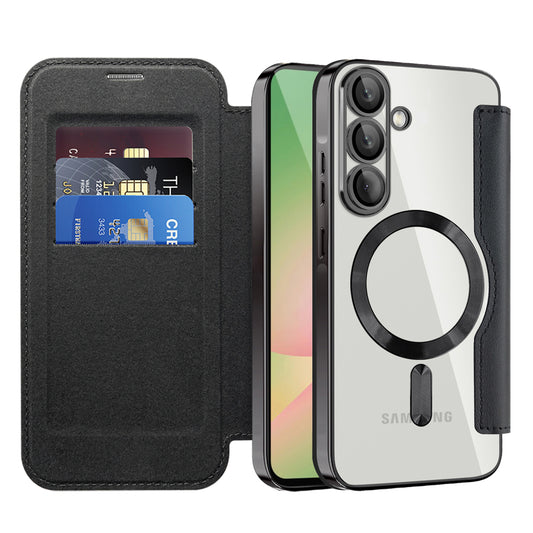 Ovitek MagSafe za Samsung Galaxy A57 5G, Techsuit, SmartMag Book, Črn