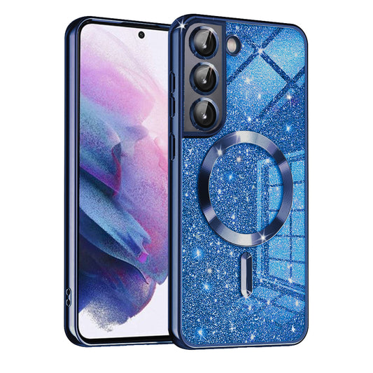 MagSafe ovitek za Samsung Galaxy S21 5G G991, Techsuit, Luxury Glitter, Temno modra