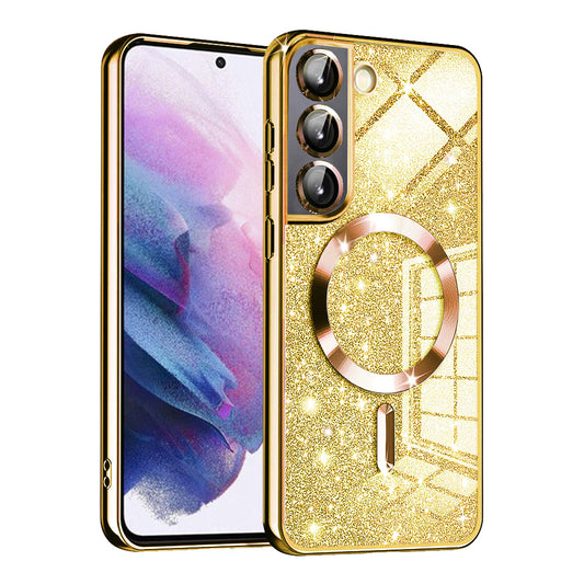 MagSafe ovitek za Samsung Galaxy S21 5G G991, Techsuit, Luxury Glitter, Zlata