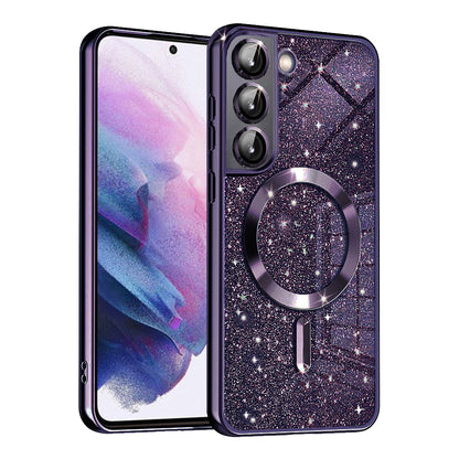 MagSafe ovitek za Samsung Galaxy S21 5G G991, Techsuit, Luxury Glitter, Temno vijolična