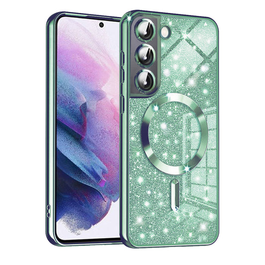 MagSafe ovitek za Samsung Galaxy S21 5G G991, Techsuit, Luxury Glitter, Svetlo zelena