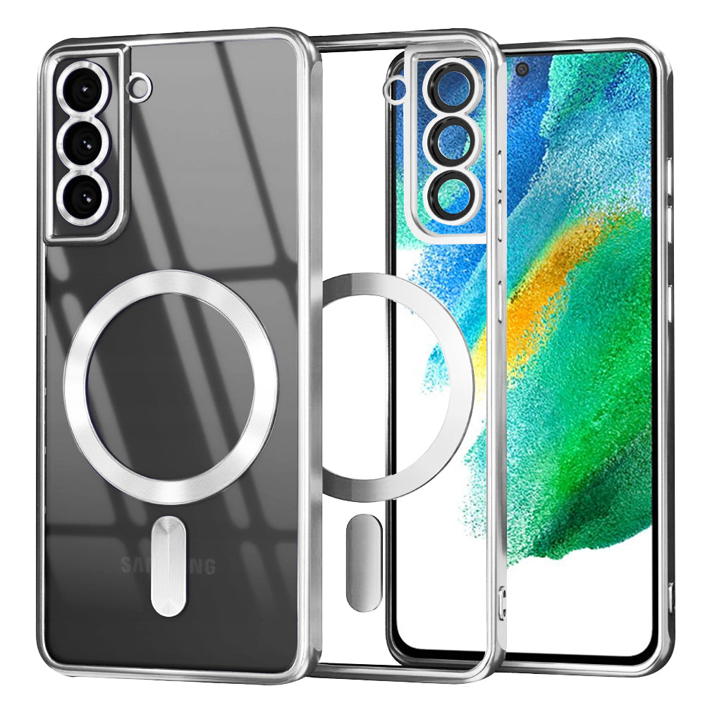 MagSafe Case for Samsung Galaxy S21 FE 5G G990, Techsuit, Luxury Crystal, Silver