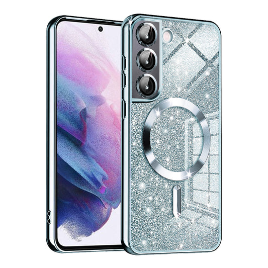 MagSafe ovitek za Samsung Galaxy S22 5G S901, Techsuit, Luxury Glitter, Bleu