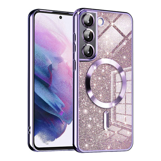 Ovitek MagSafe za Samsung Galaxy S22 5G S901, Techsuit, Luxury Glitter, Svetlo vijoličen