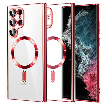 MagSafe Case for Samsung Galaxy S22 Ultra 5G S908, Techsuit, Luxury Crystal, Red