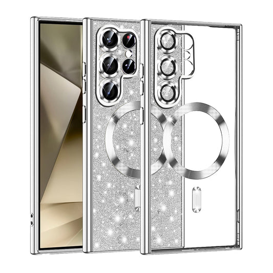 MagSafe ovitek za Samsung Galaxy S22 Ultra 5G S908, Techsuit, Luxury Glitter, Srebrn